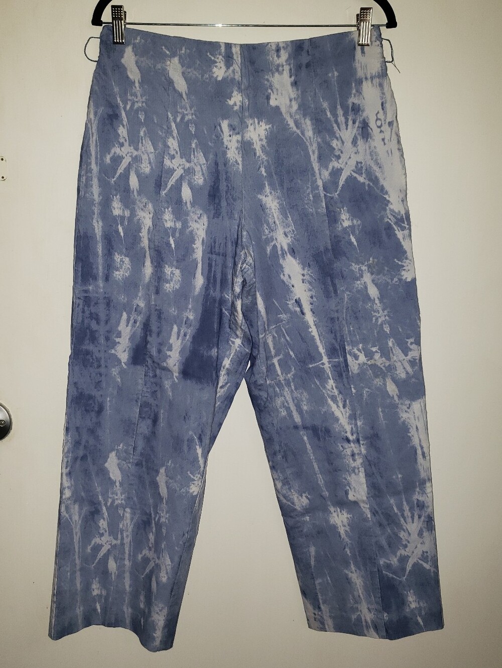 Attyre NY Blue & White Tie-Dye High Waist Cropped Pants Pull-on Sz 12